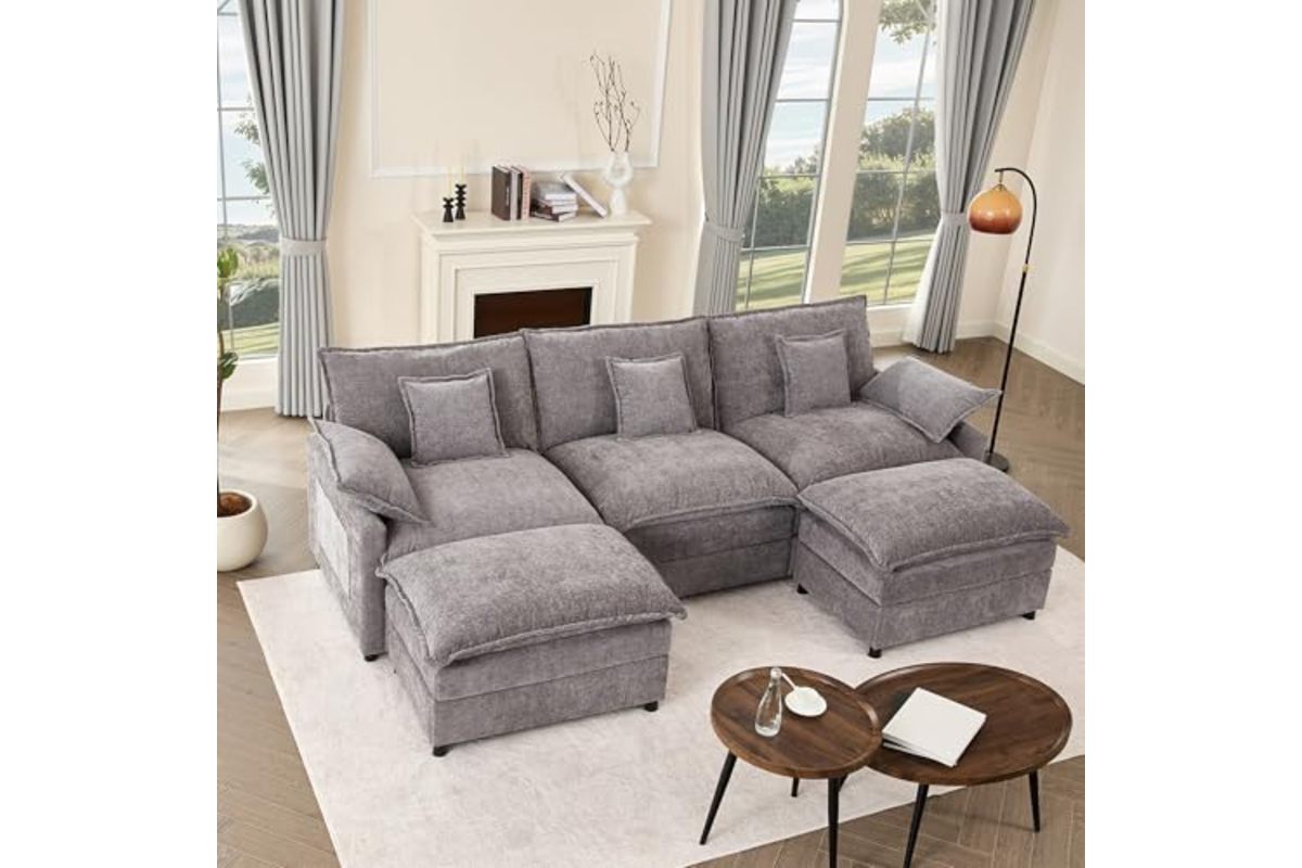 Litbird Canapé d’Angle Modulable en U 274 cm – 3 Places avec