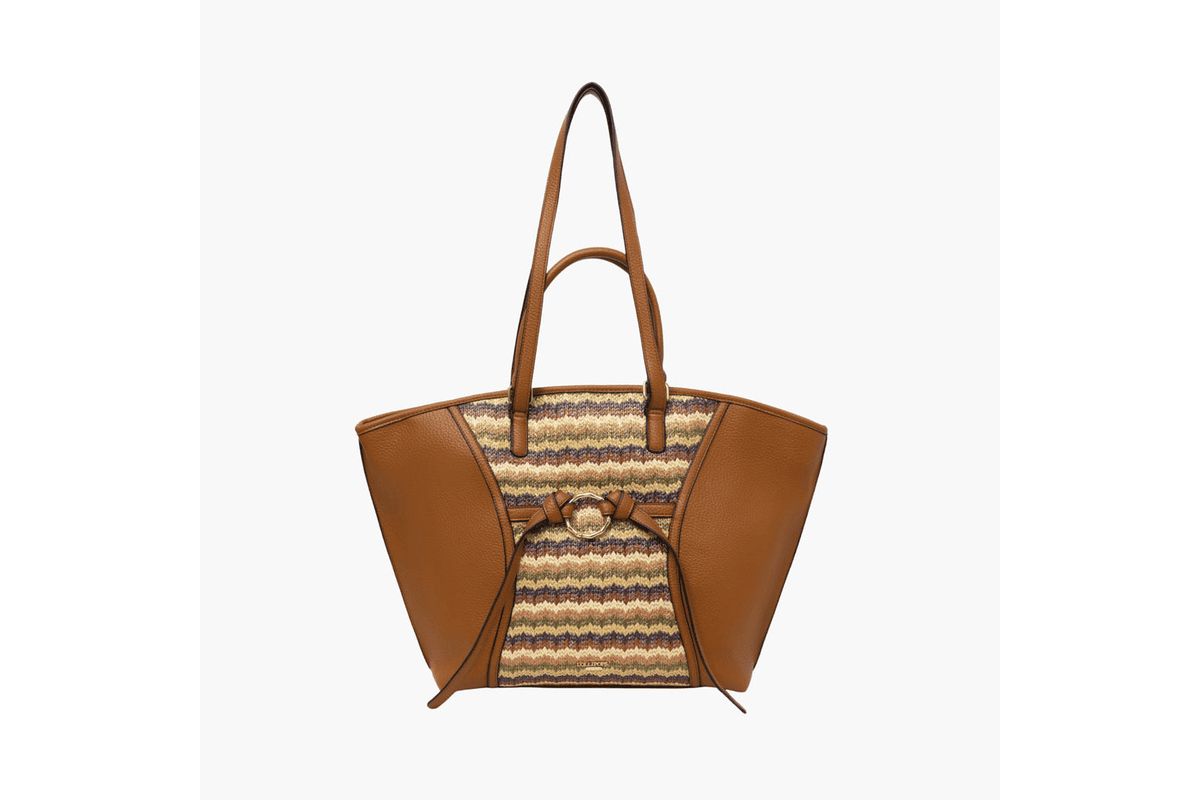 Grand sac shopper Steevy Lollipops en coloris camel, format cabas XL avec anses souples