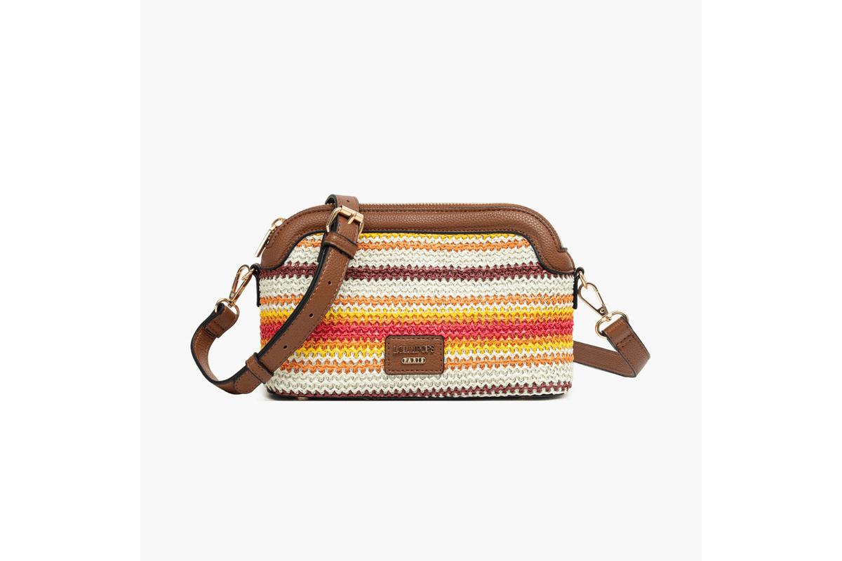 Petit sac Sartene multi-poches coloris orange Lollipops, format bandoulière compact avec plusieurs compartiments zippés