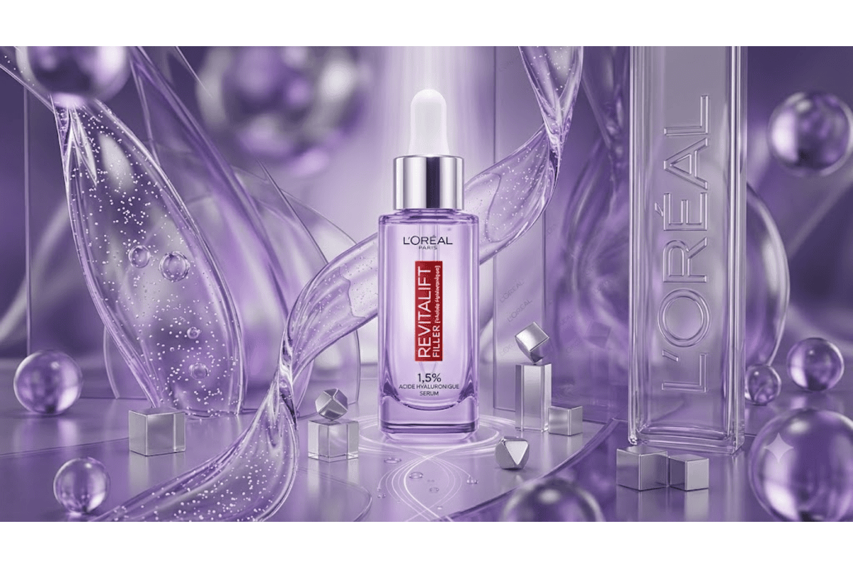 L'Oréal Paris Revitalift Filler sérum anti-rides 1,5% acide hyaluronique pur flacon violet 30 ml décor bulles cristaux à 11,40 € sur Amazon vs 22 € pharmacie -48%