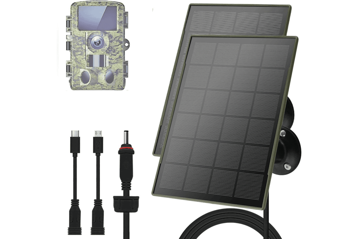 Lot de 2 panneaux solaires 3W 5V caméra de chasse 3G 4G batterie Li-ion 6000 mAh régulateur tension PCB micro-USB 55,09 € Amazon