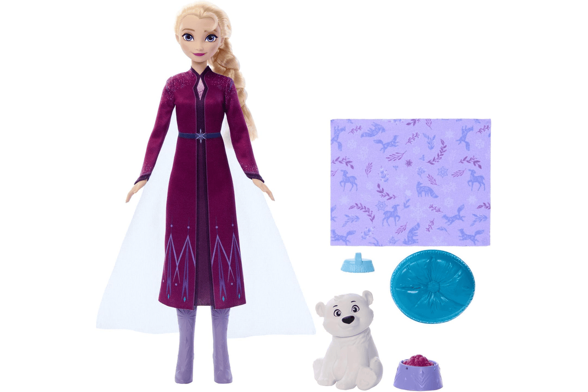 Mattel Disney Reine des Neiges coffret poupée Elsa Ourson 4 accessoires lit couverture 7,50 € Amazon