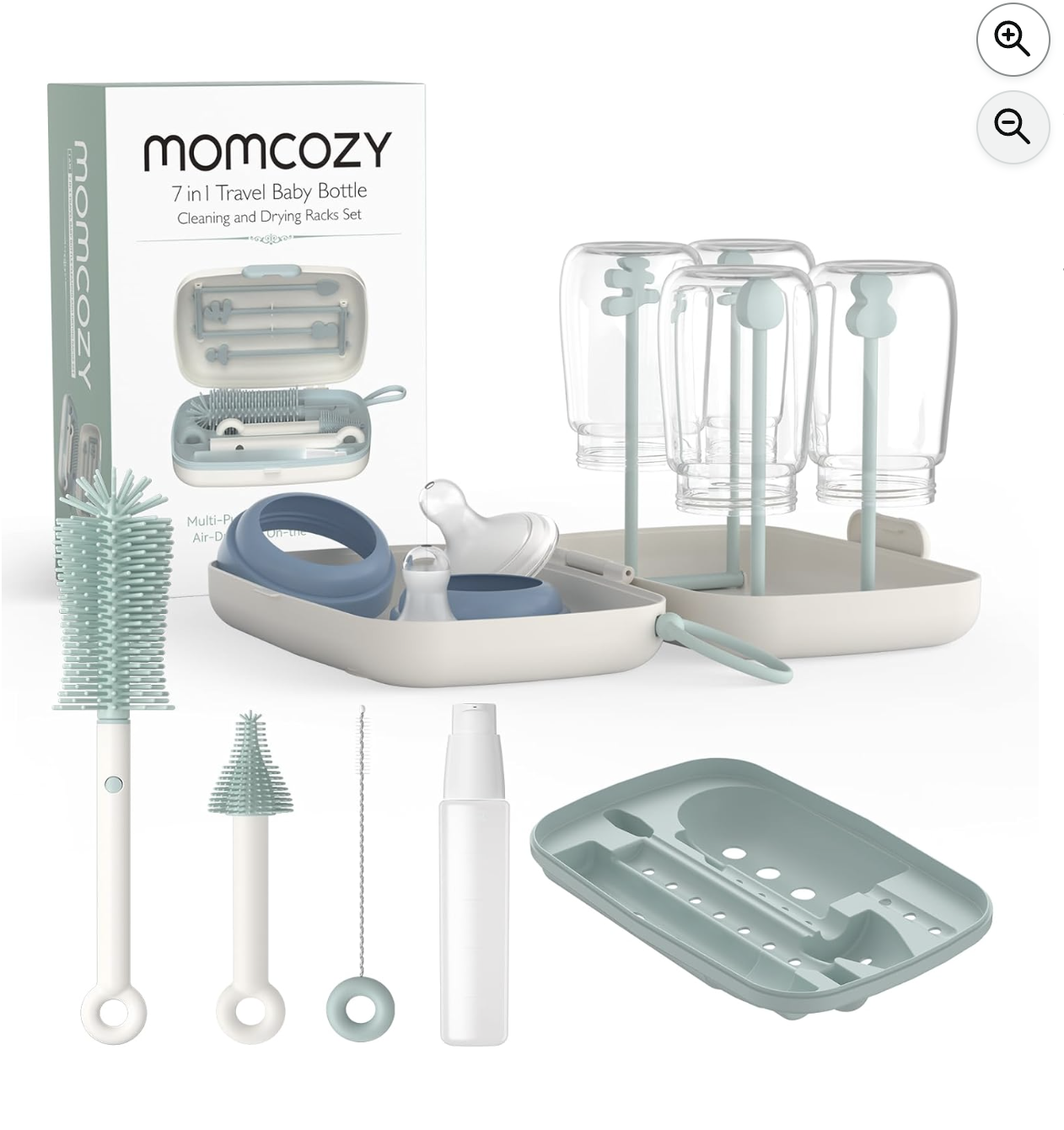 Momcozy Kit Nettoyage Biberon 7-en-1 goupillon silicone et boîte de voyage Amazon