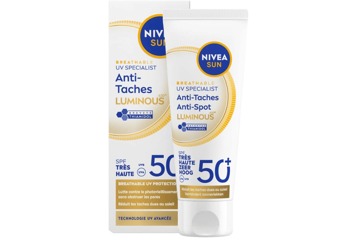Nivea SUN Fluide UV visage Luminous 630 FPS 50+ 40ml protection solaire anti taches formule legere non grasse soin anti age quotidien