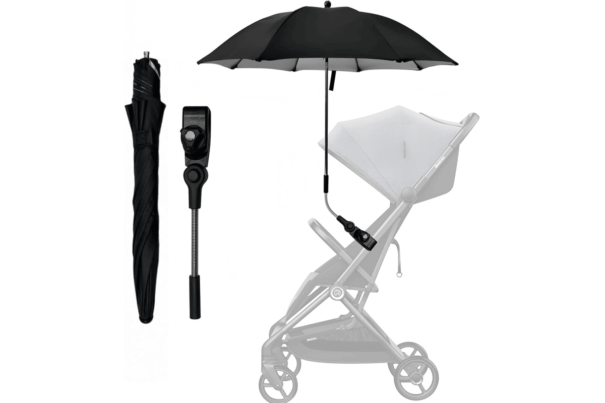 Ombrelle poussette universelle anti-UV 50+ parasol bébé bras flexible compatible toutes poussettes protection solaire