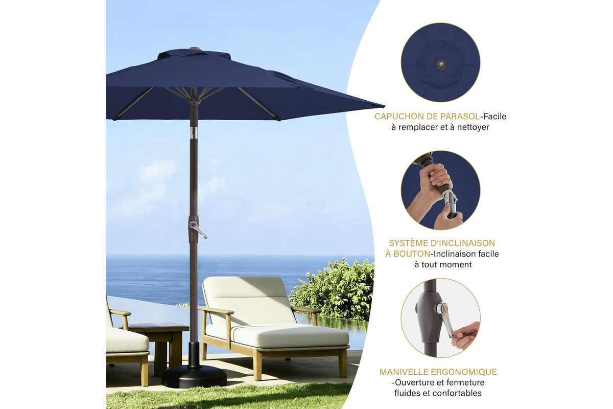 Palawano 2,3 m parasol de jardin extérieur anti UV vent terrasse balcon manivelle café jardin piscine 36,99 € Amazon