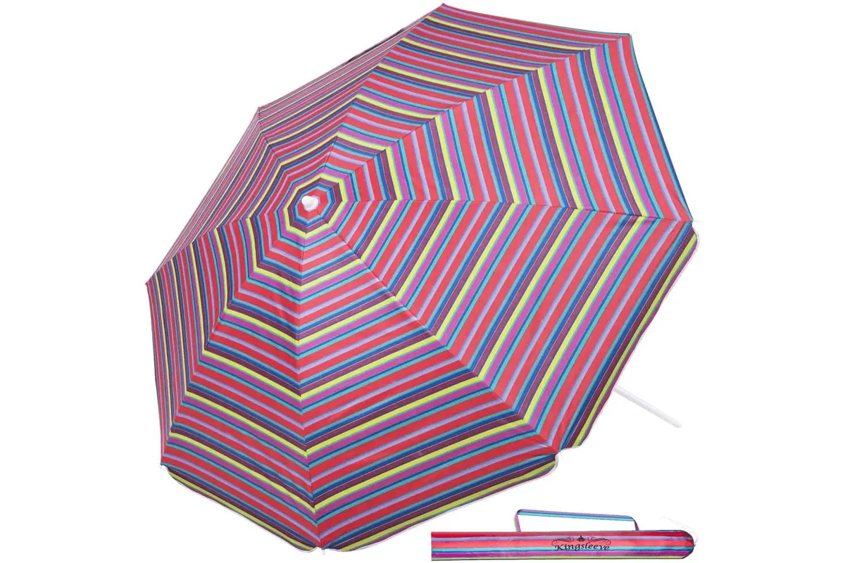 Parasol Kingsleeve plage UV 50+ imperméable inclinable réglable avec sac transport jardin pique-nique