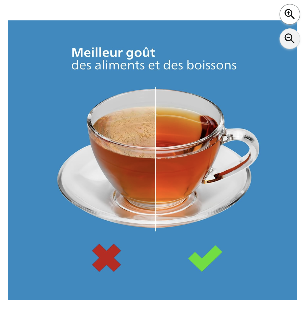 Détail technique de la carafe filtrante Philips avec cartouches