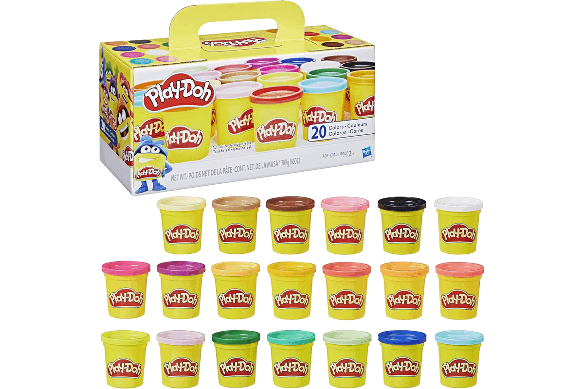 Play Doh pack 20 pots pate a modeler couleurs assorties enfants creativite eveil cadeau anniversaire fete des enfants