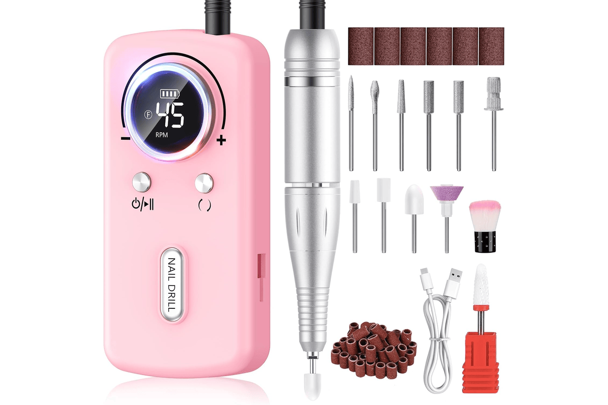 Ponceuse ongles électrique PKBD 45 000 RPM 11 embouts écran LCD rechargeable USB manucure gel 25,53 euros