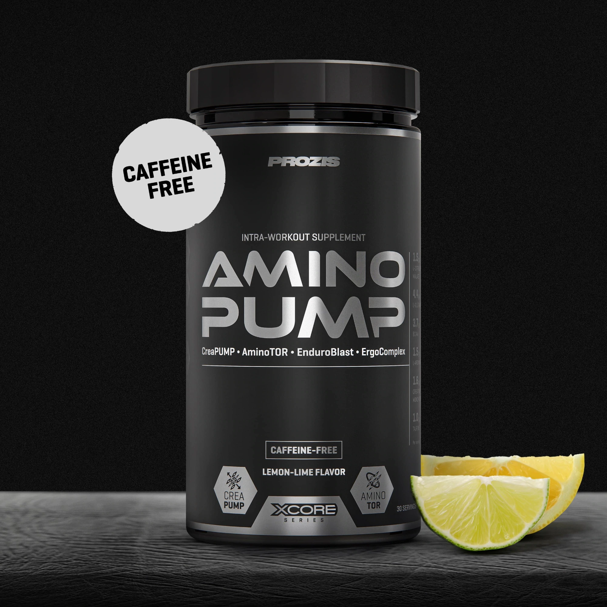 Amino PUMP Caffeine-Free Prozis 30 doses parfum citron citron vert