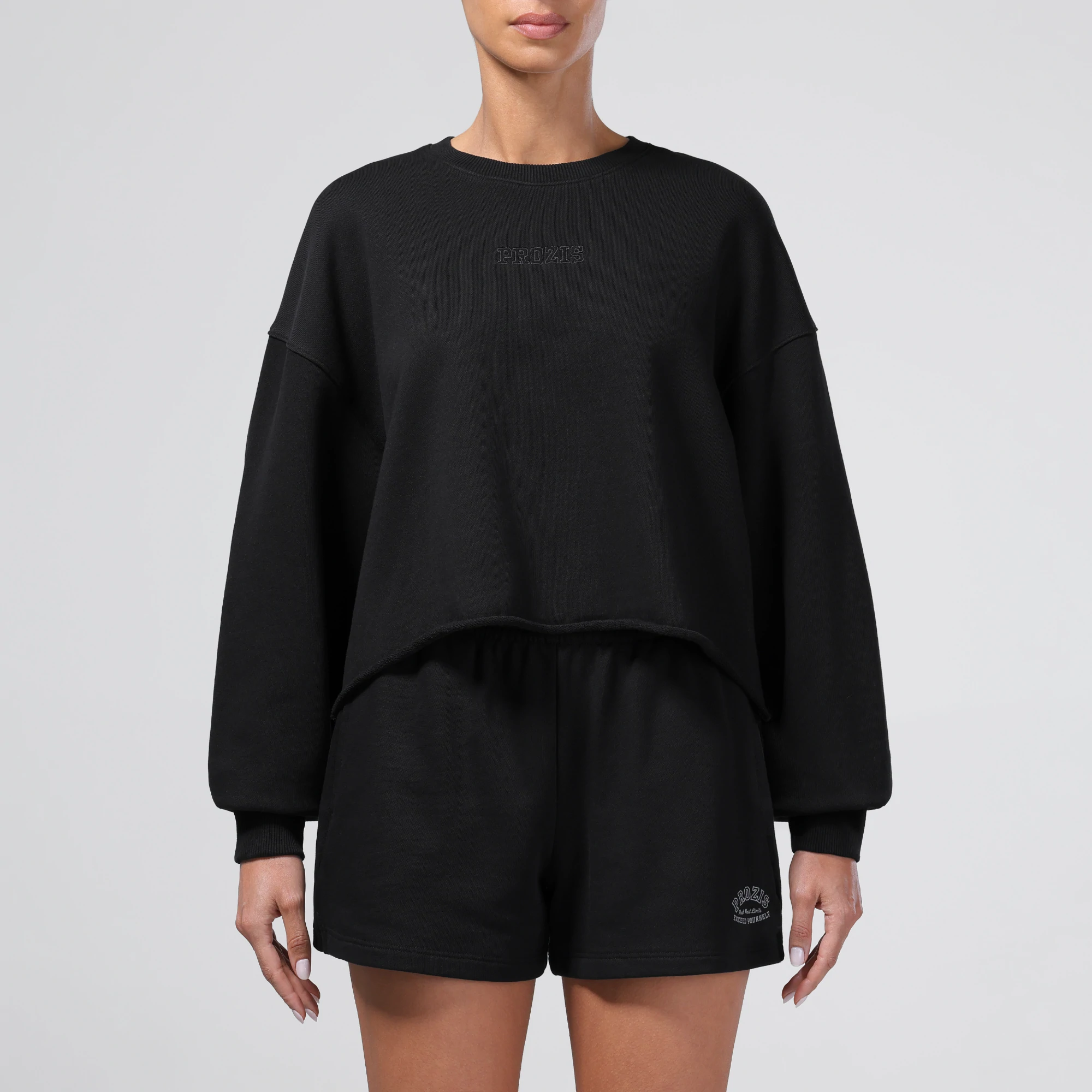 Sweat court Athleisure Essential Prozis pour femme coloris noir