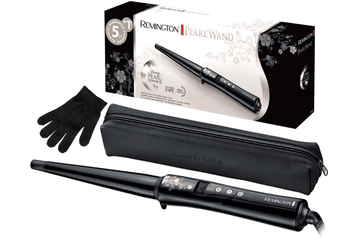 Remington boucleur cheveux conique 13 25mm ceramique premium eclats perles chaleur homogene ecran LCD ondulations naturelles