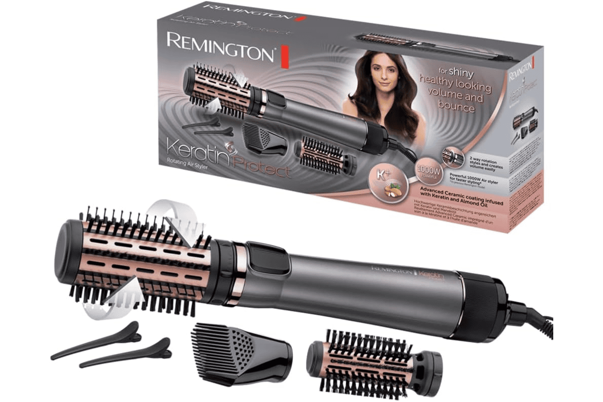 Remington brosse soufflante rotative automatique keratine huile amande Keratin Protect 1000W ceramique temperature variable brushing
