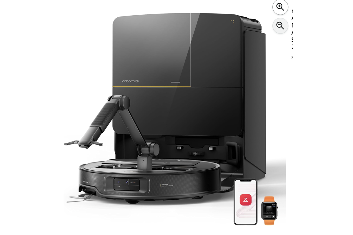 Roborock Saros Z70 robot aspirateur noir avec bras mécanique OmniGrip et station multifonctionnelle