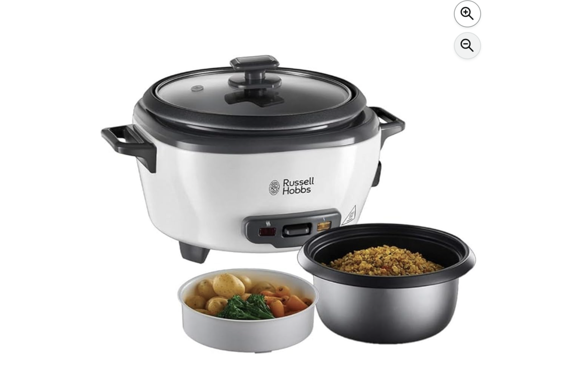 Russell Hobbs cuiseur de riz 0,8L blanc et noir avec panier vapeur