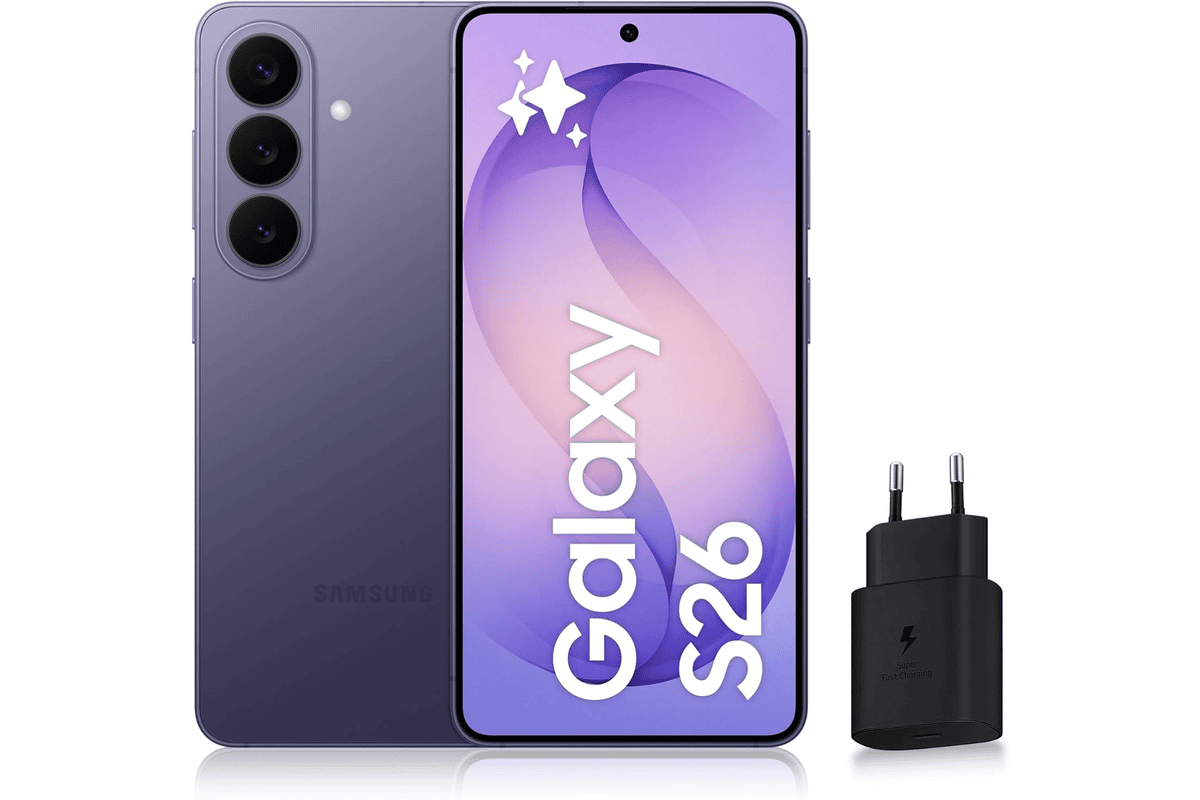 Samsung Galaxy S26 smartphone Android 5G Galaxy AI 256Go chargeur secteur rapide 25W inclus smartphone debloque violet