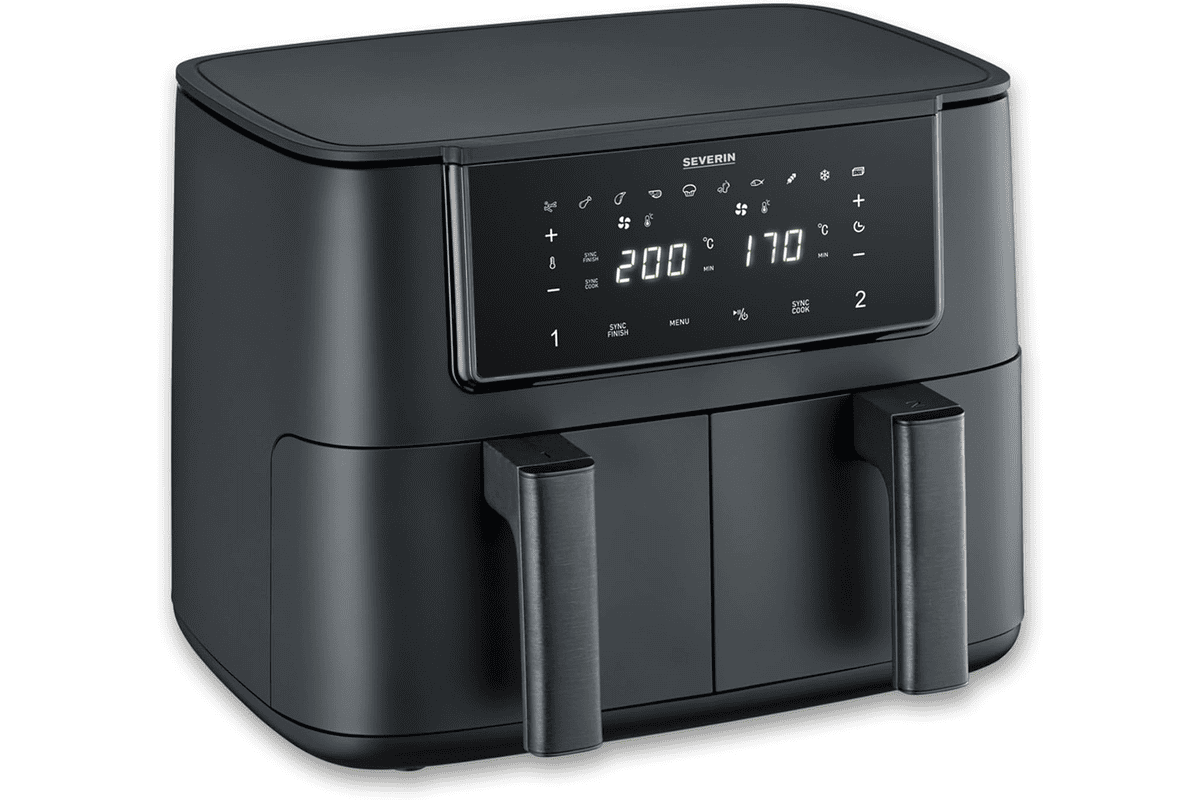 Severin friteuse à air chaud double zone air fryer 10 programmes 2 paniers indépendants sans huile 47,49 € Amazon