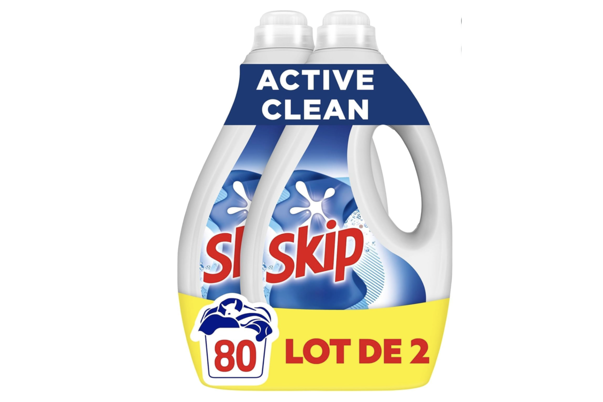 Skip Active Clean lessive liquide lot de 2 bouteilles 80 lavages
