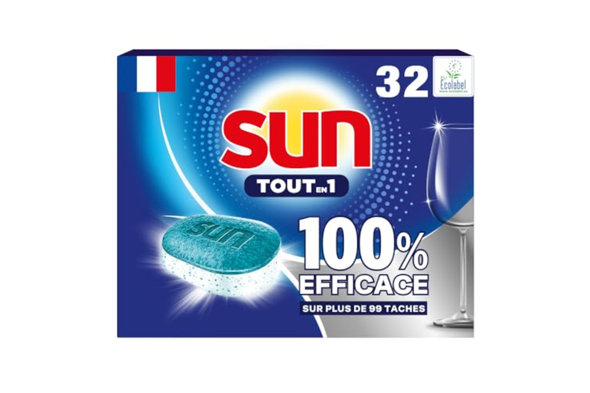 Sun Tablettes Lave-Vaisselle Tout-en-1 Regular 32 pastilles 5,27€ Amazon -19%