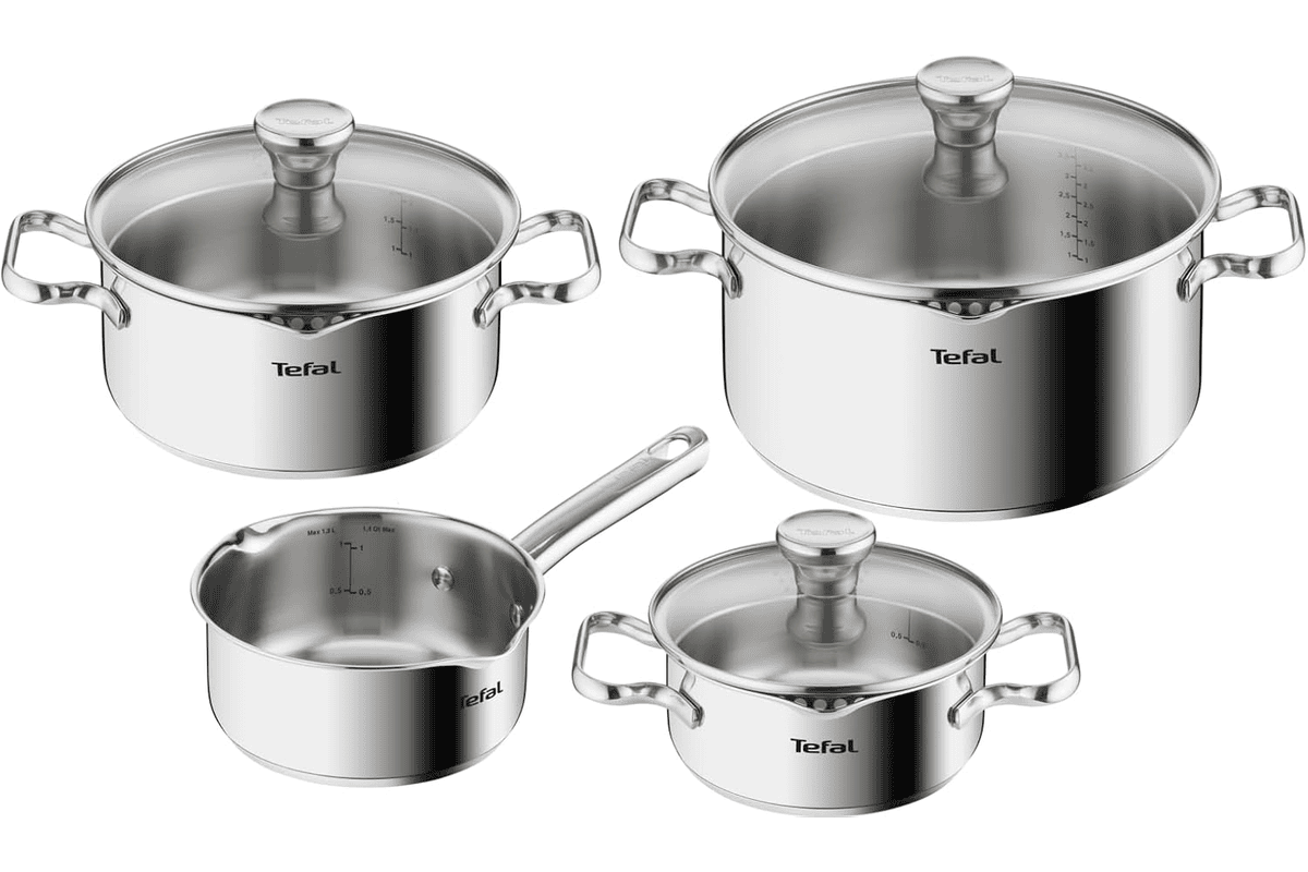 Tefal batterie cuisine 7 pieces casserole 16cm faitouts 16 20 24 cm couvercles induction inox Duetto A705A835 cuisine professionnelle