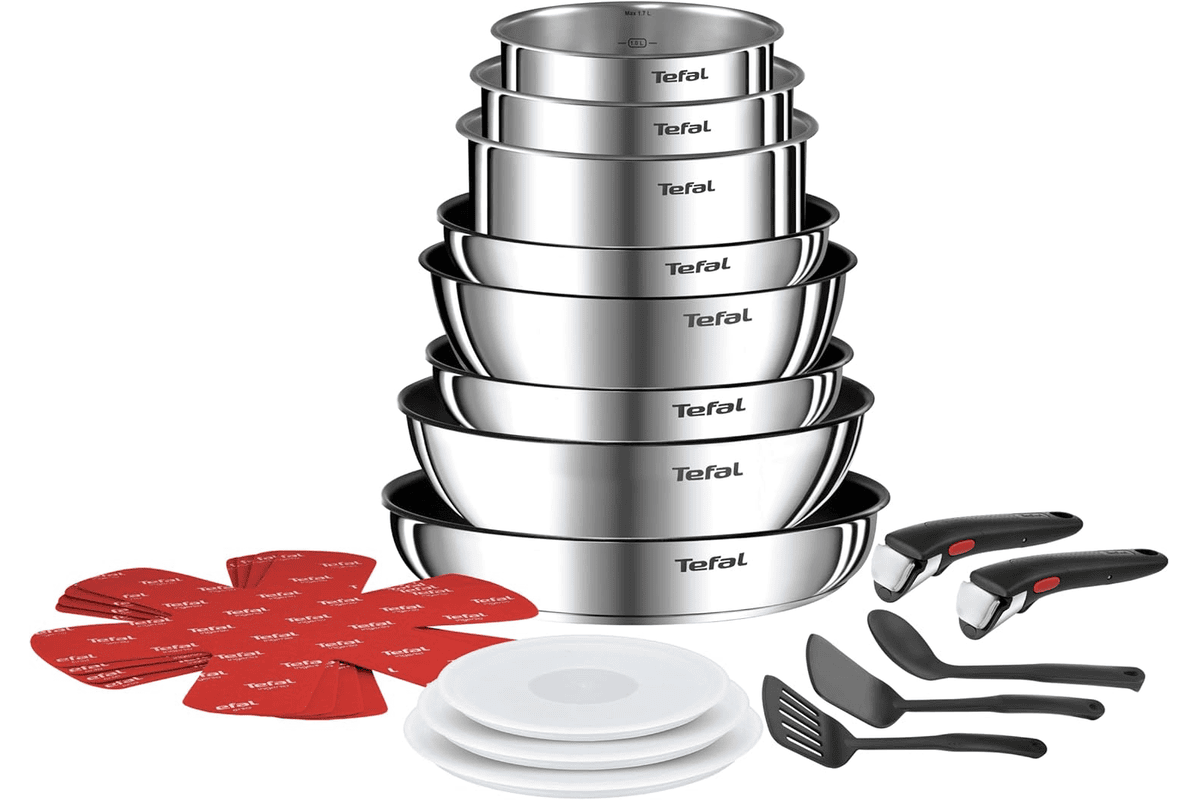 Tefal Ingenio batterie cuisine 20 pieces poignee amovible tous feux induction empilable gain de place equipement complet