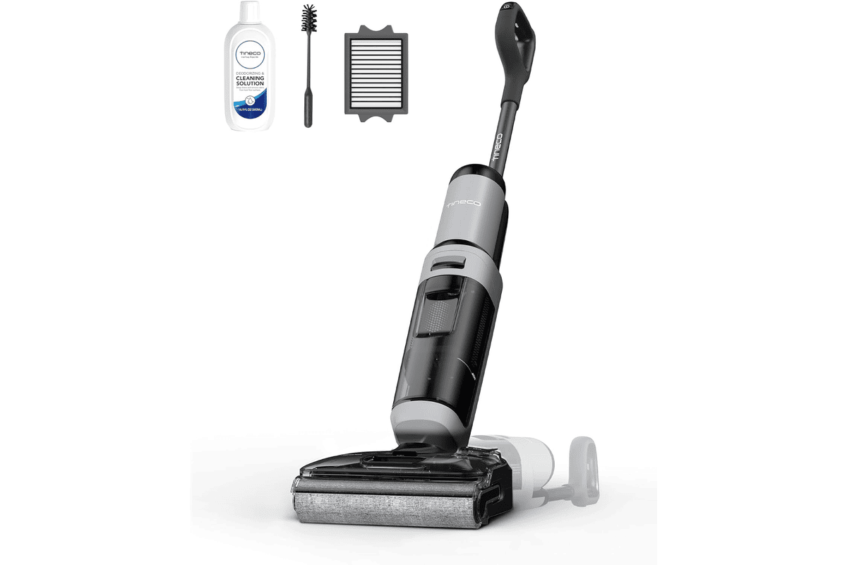 Tineco Floor One i5 Stretch aspirateur laveur sans fil 20 kPa pivot 180 degres rouleau auto nettoyant parquet carrelage