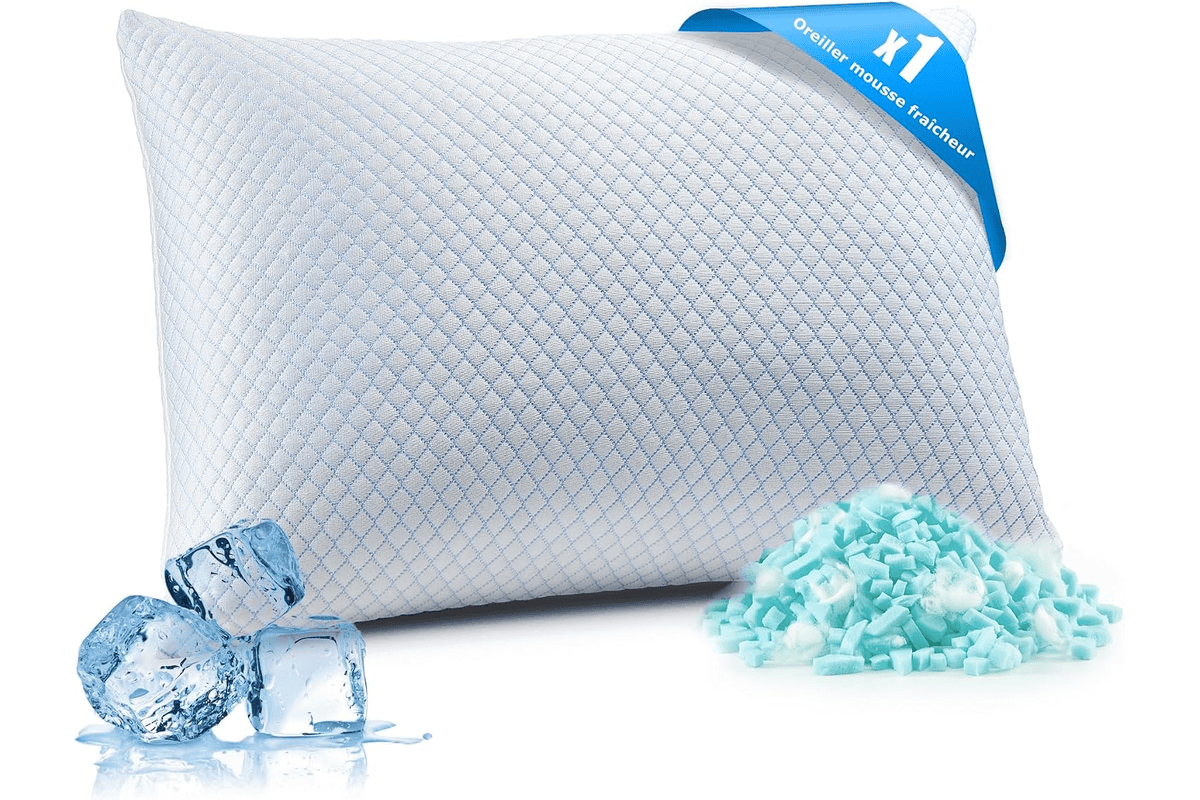 UNIKOME oreiller rafraîchissant 50x70 cm coussin mousse mémoire de forme double face rafraîchissant amovible froid chaud 34,99 € Amazon