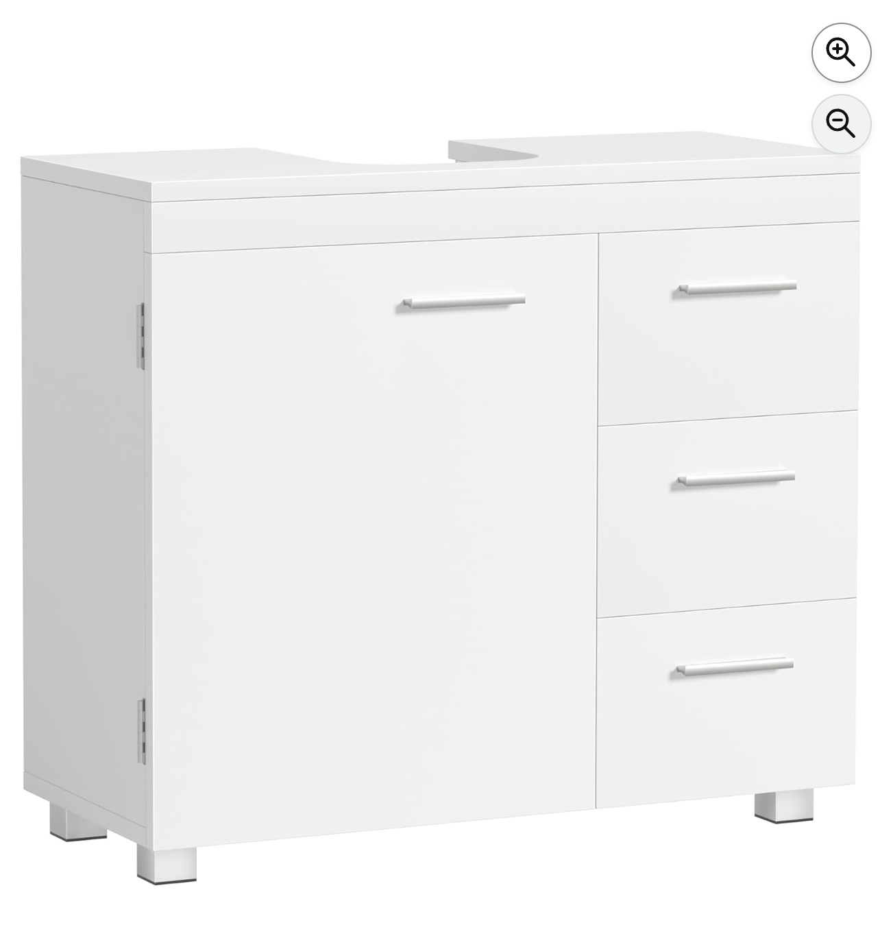 Vasagle Meuble sous Lavabo 70cm Blanc Nuage 3 tiroirs salle de bain Amazon