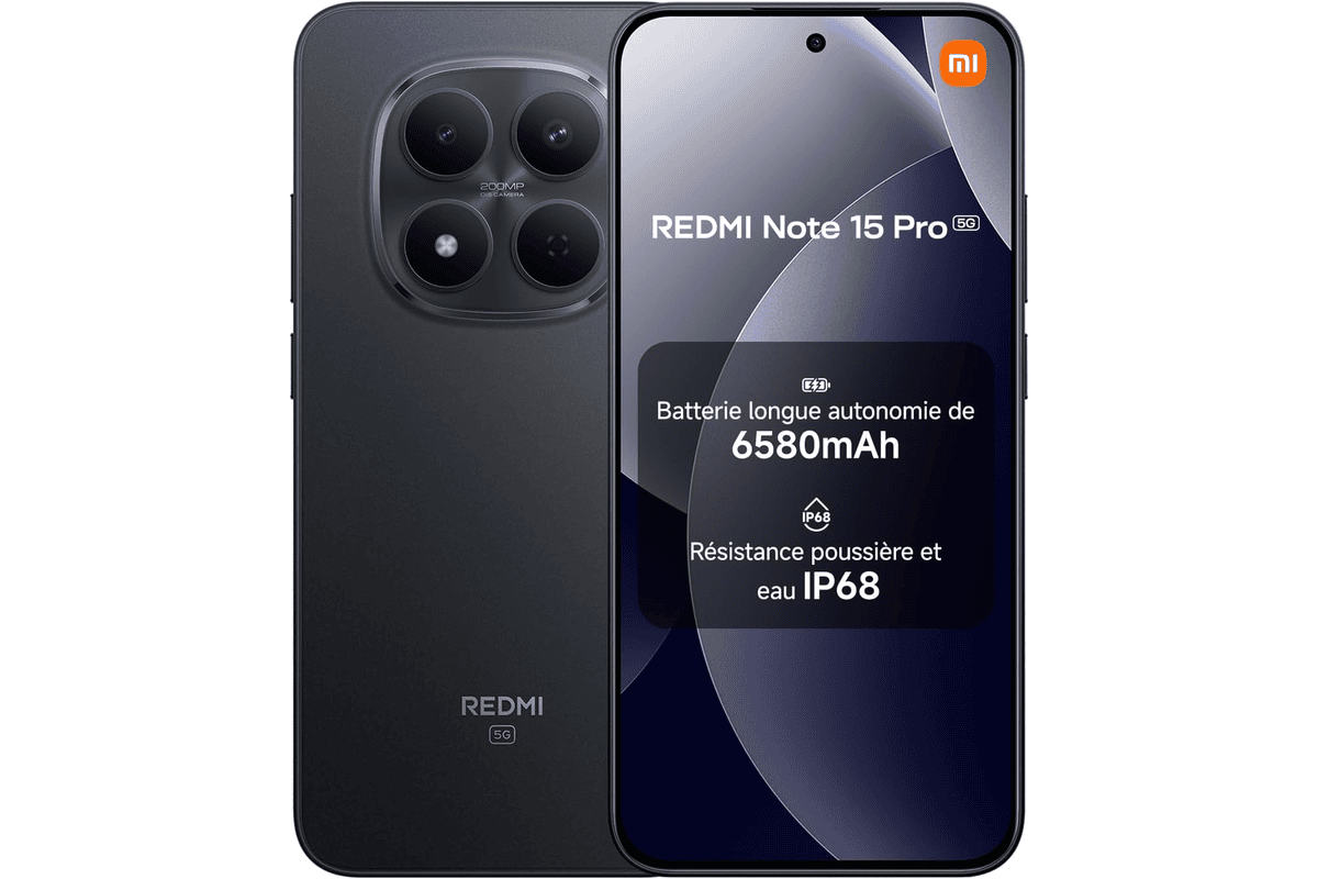 Xiaomi Redmi Note 15 Pro 5G smartphone 12Go 512Go batterie 6580 mAh IP66 IP68 etanche camera 200 MP ecran AMOLED 5G