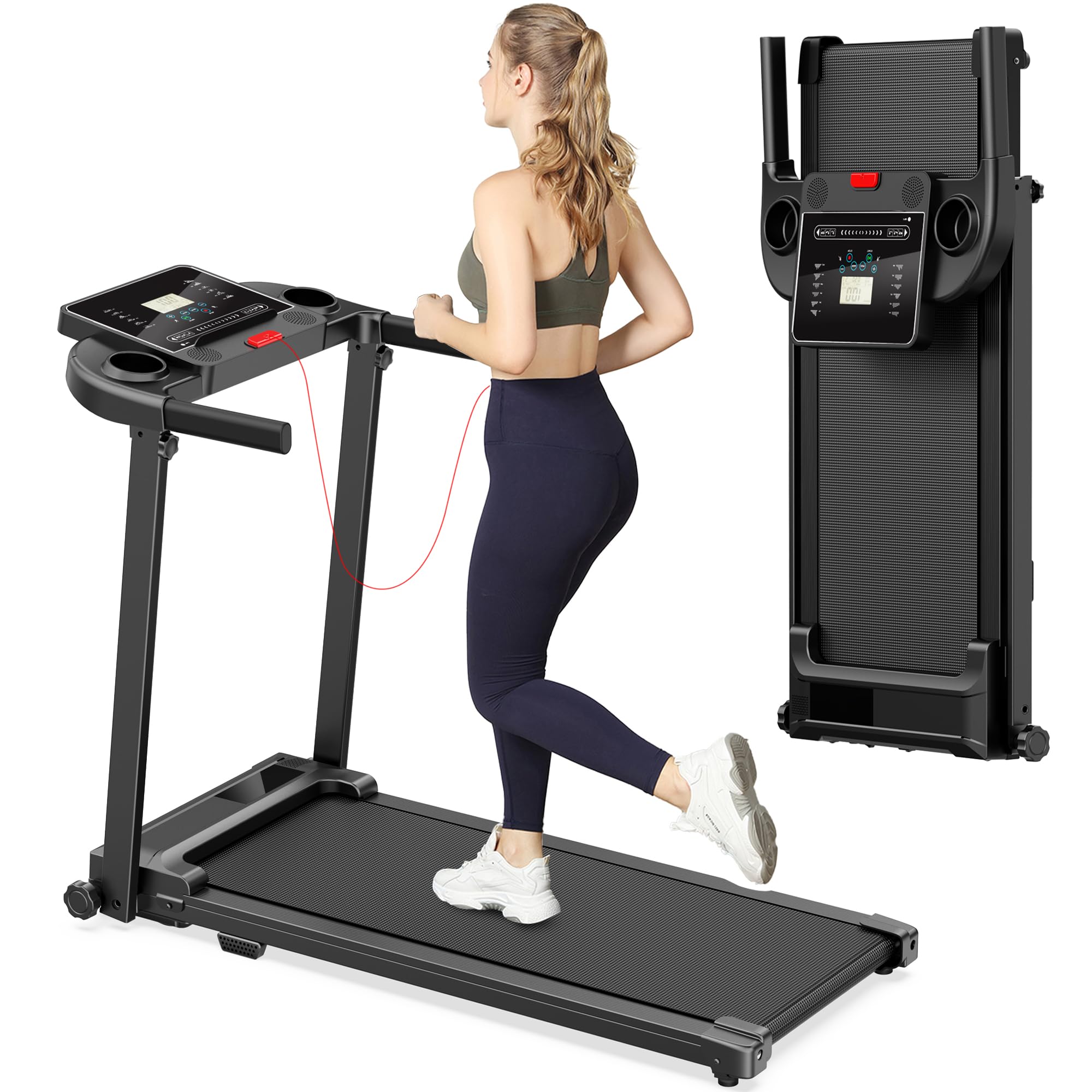 Tapis de course pliable Zeporix noir avec écran LCD