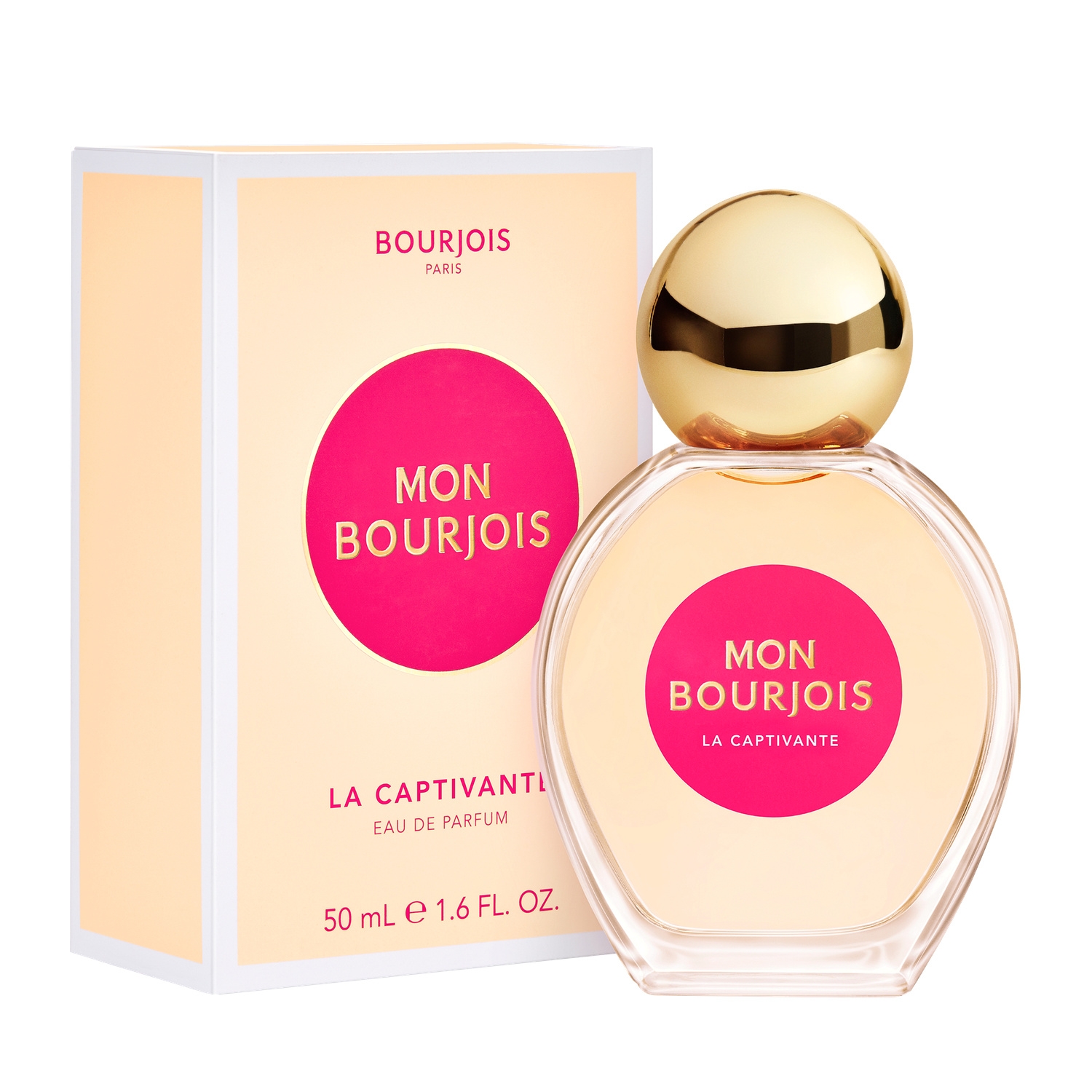 Flacon et boîte de l’eau de parfum Bourjois La Captivante 50 ml