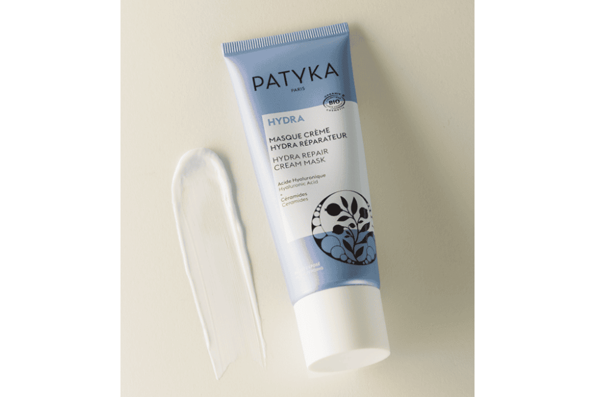 Les 3 soins visage Patyka gamme Hydra masque crème lactée gel yeux taille normale