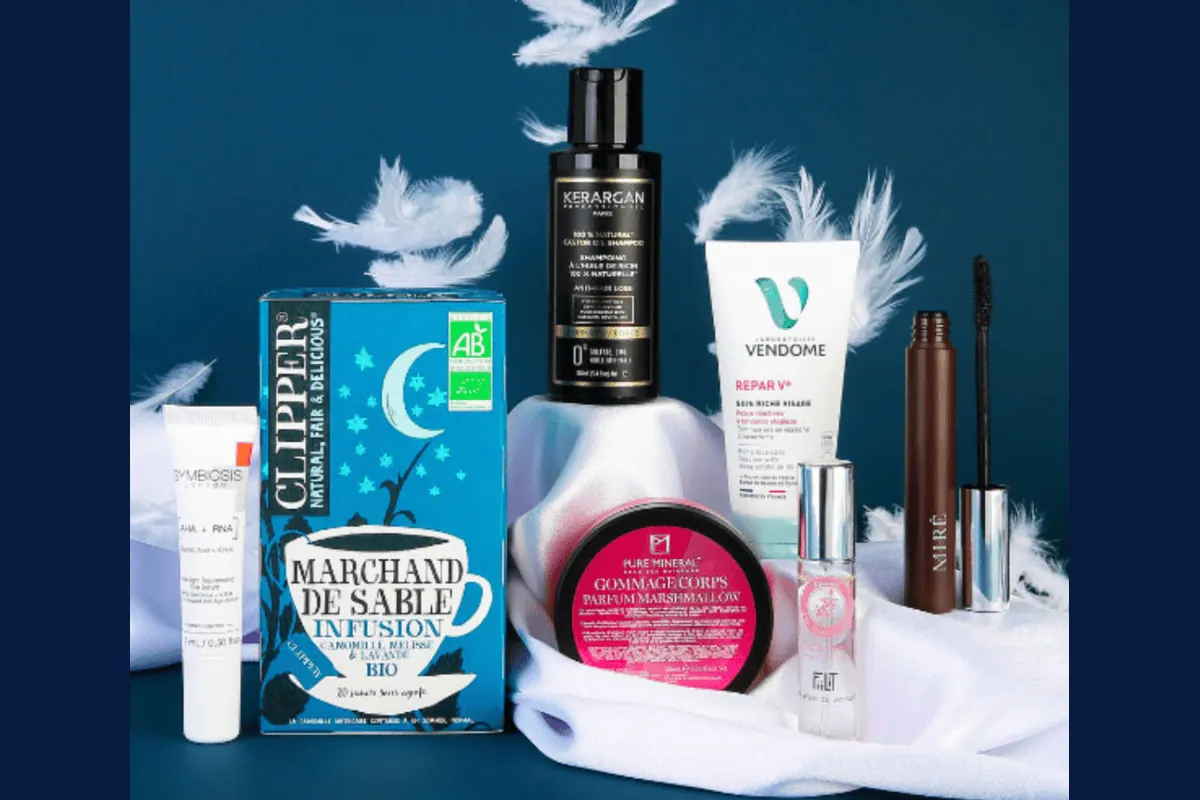 Sérum yeux Symbiosis + Soin riche Repar V+ Laboratoires Vendôme + gommage Pure Mineral + Kerargan + Mi-Rê + tisane Clipper