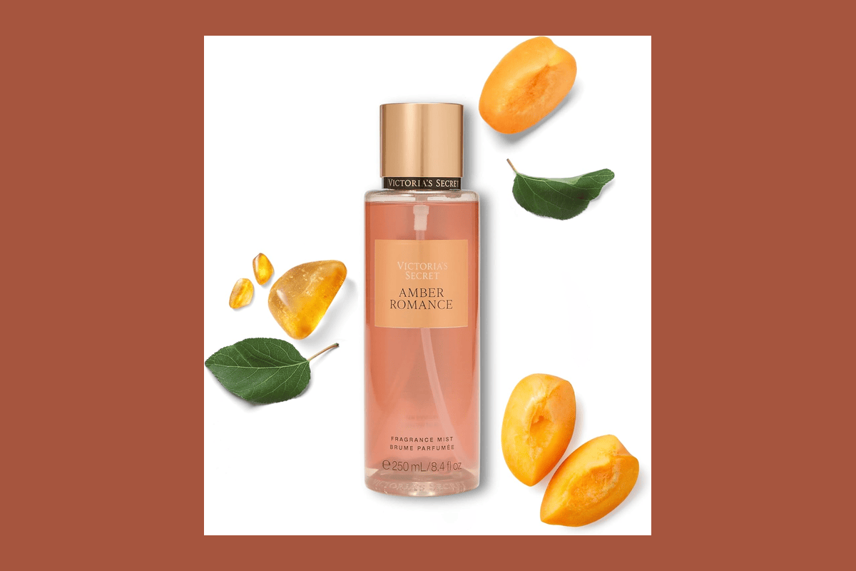 Victoria's Secret Amber Romance brume corps 250ml ambre chaud vanille douce musc léger fleur cerisier chaleur sensuelle soirée hiver moments intimes