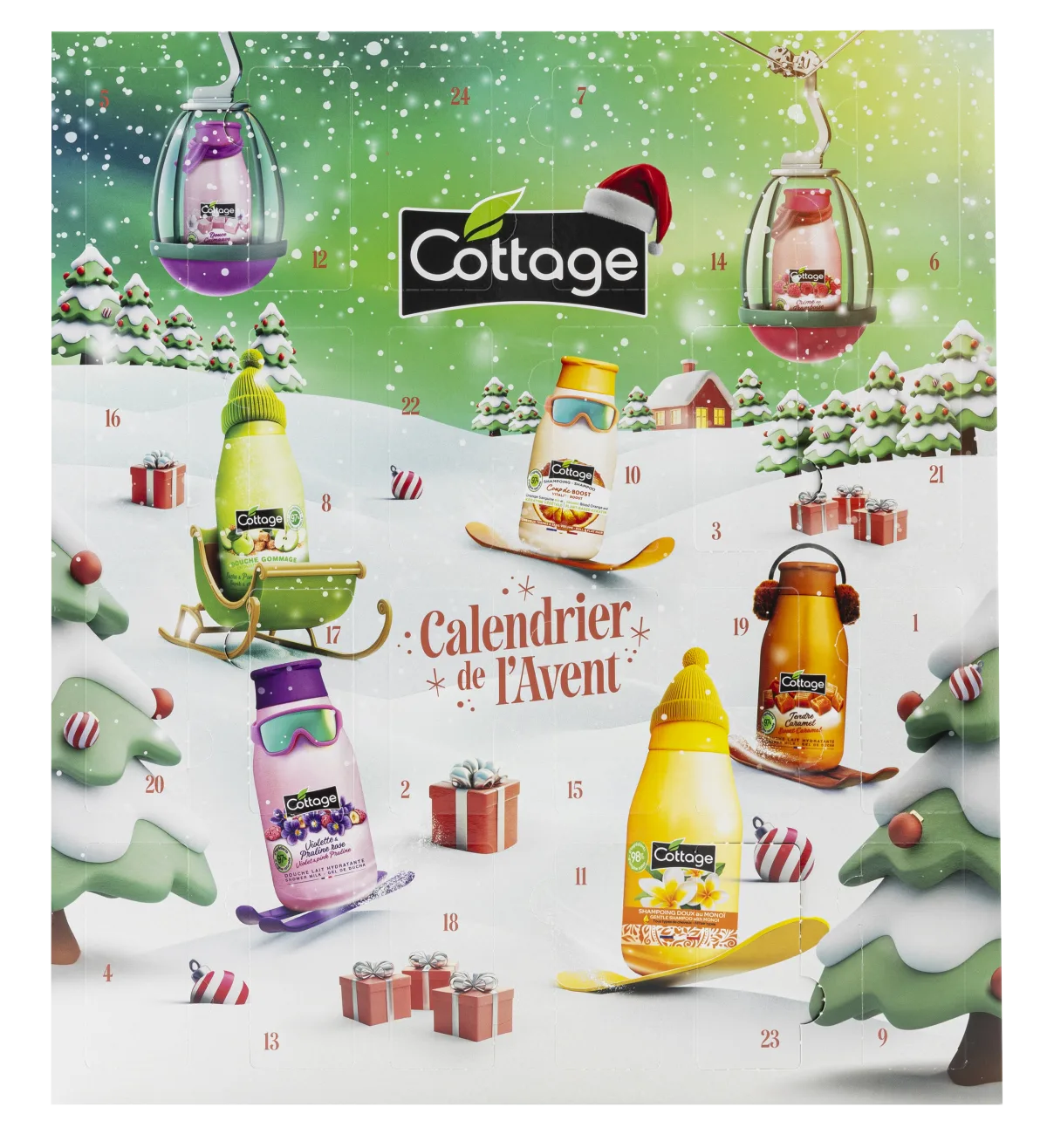 Calendrier de l’Avent Cottage 2026 avec 24 soins corps et cheveux