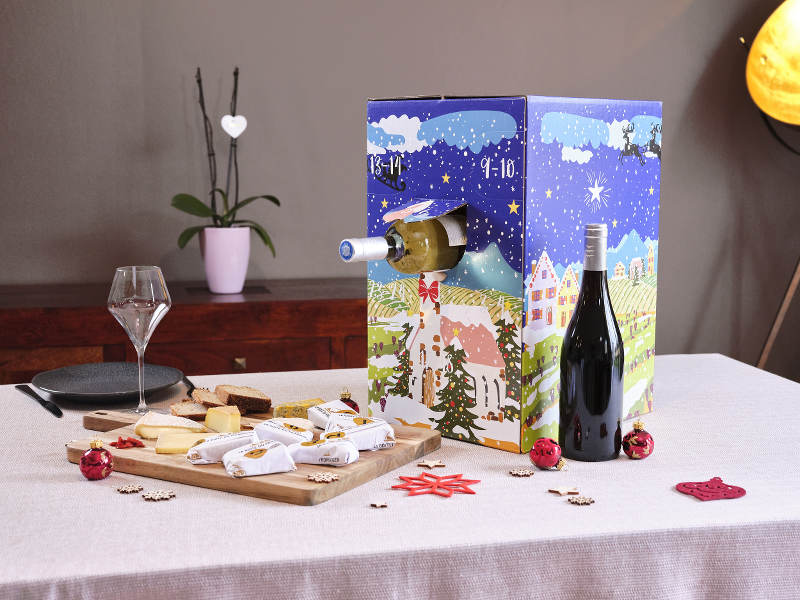 Calendrier de l’Avent du vin La Boîte du Fromager avec bouteilles de 75 cl
