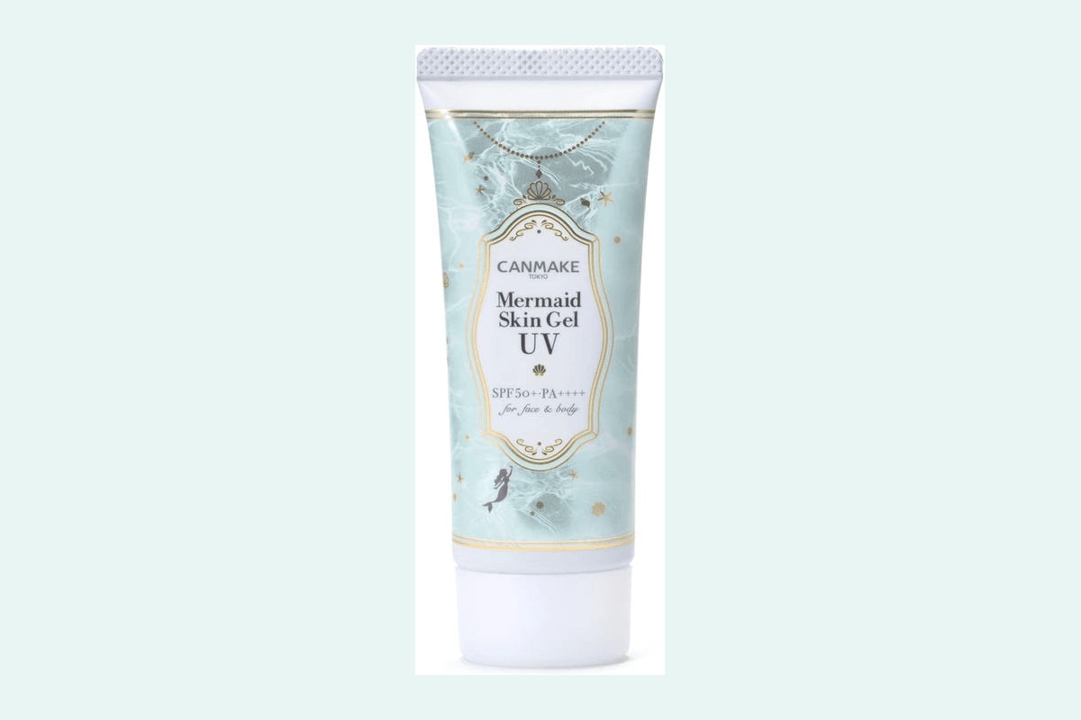 Canmake Mermaid Skin Gel UV C01 CICA Mint crème solaire japonaise glowy base maquillage