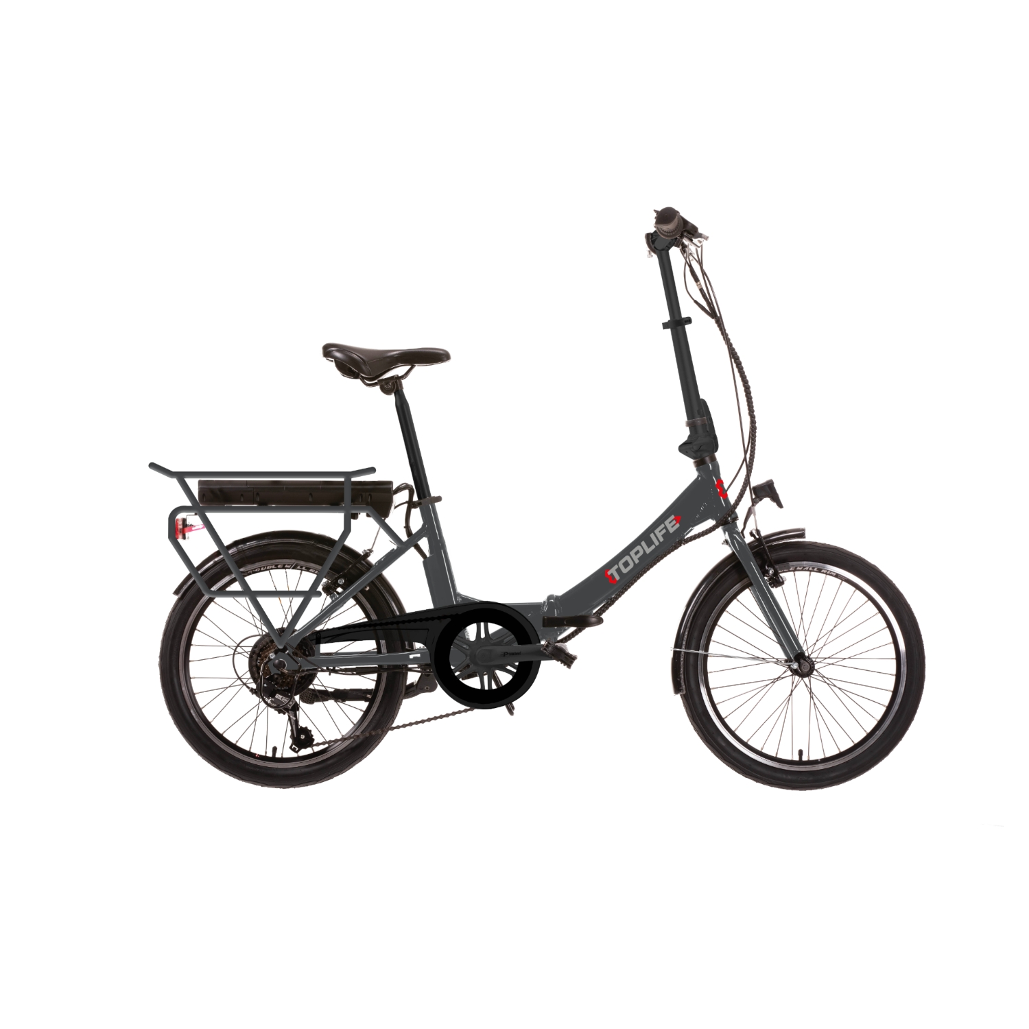 Vélo électrique pliant Toplife E-2000 gris avec roues de 20 pouces