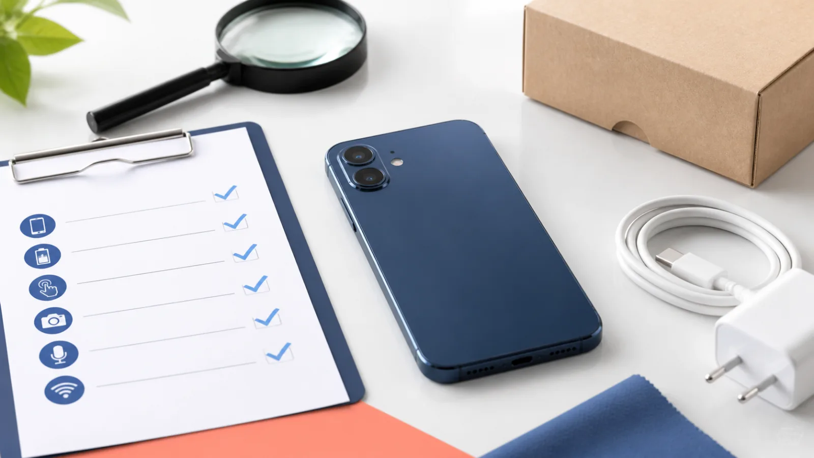 Smartphone reconditionné contrôlé avec une liste de vérifications