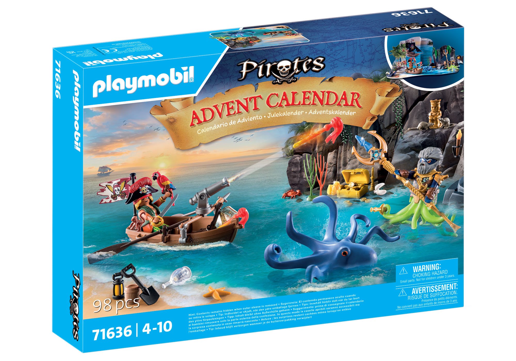 Calendrier de l’Avent PLAYMOBIL 71636 Pirates avec 24 surprises et 98 pièces