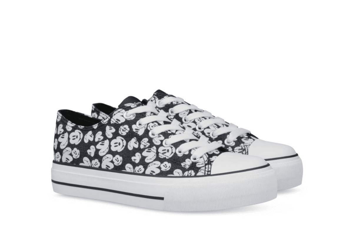 Baskets Mickey femme noires toile petits Mickey blancs Chaussea 8,99 € soldes -70%