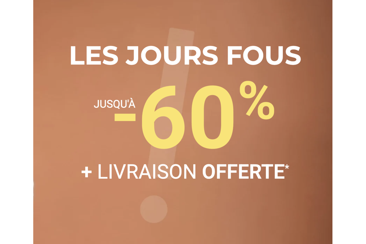 Code promo Afibel Jours Fous jusqu'à -60% livraison offerte 10€ newsletter mode femme mai 2026