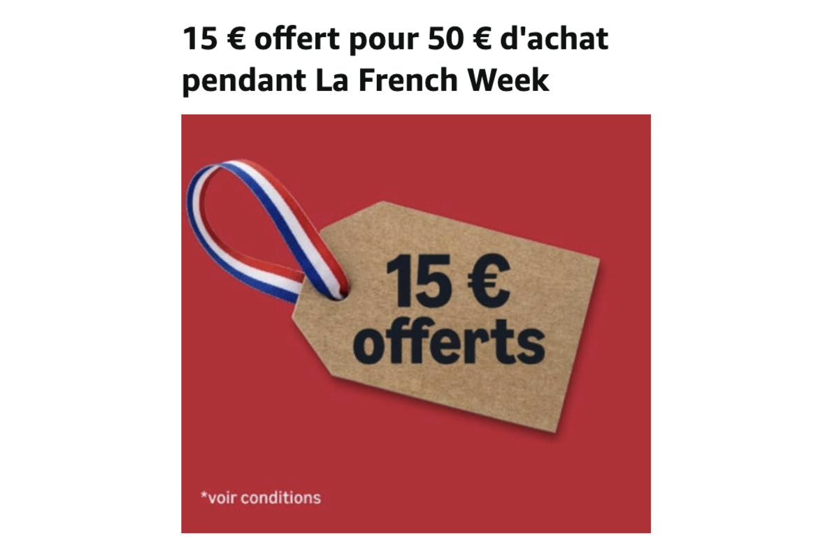 Amazon La French Week codes promo PRIME15 et FRENCHWEEK10 jusqu'au 5 mai 2026
