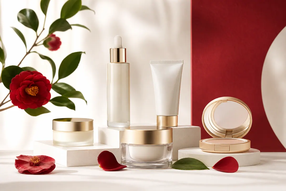 Sélection de soins et maquillage premium illustrant le code Clarins APP20