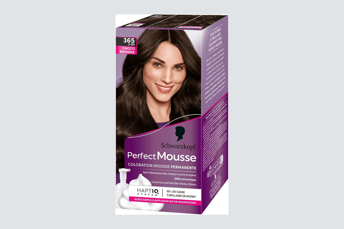 Schwarzkopf Perfect Mousse coloration permanente mousse application shampoing débutantes zéro trace cheveux longs sans PPD
