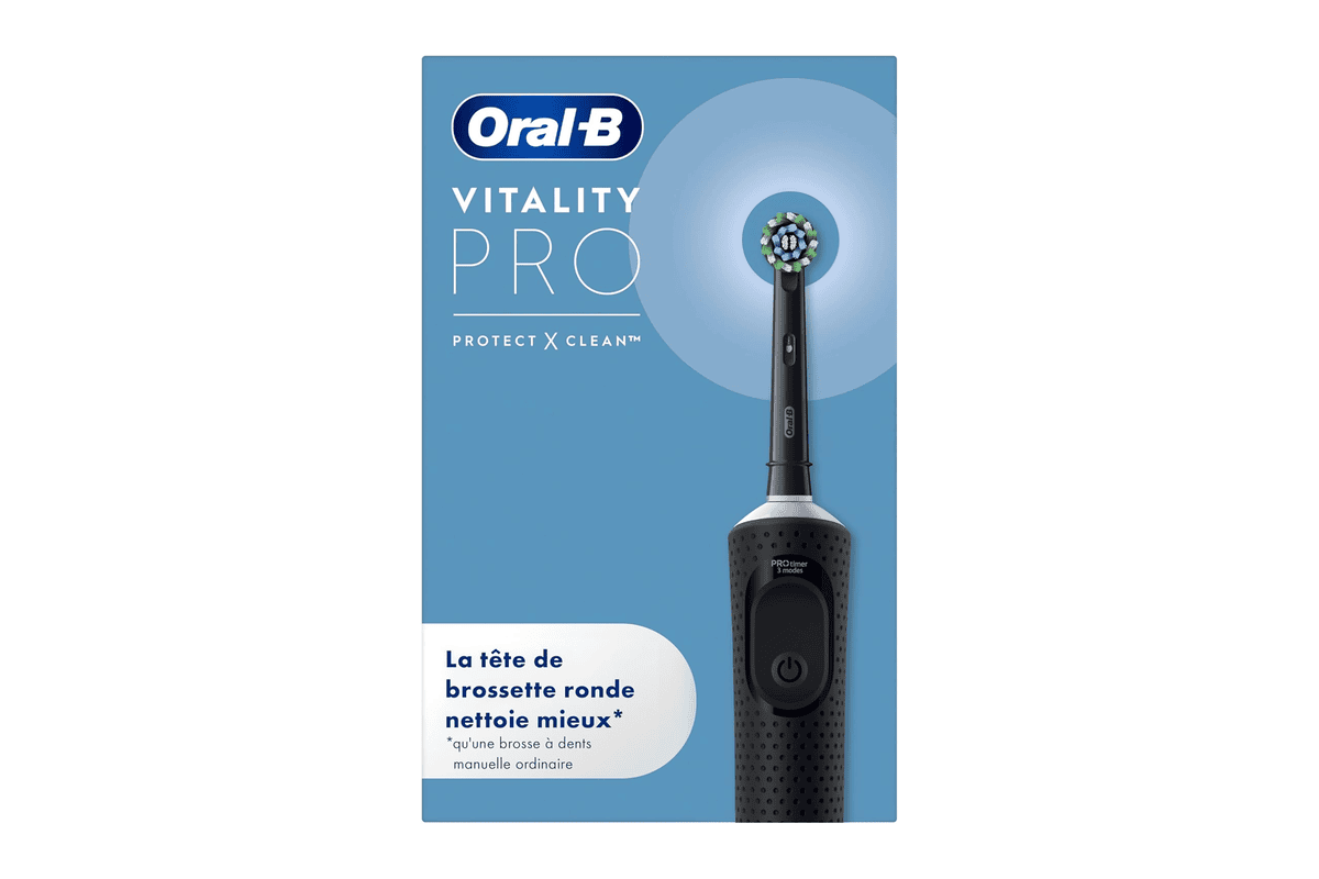Oral-B Vitality Pro brosse à dents électrique noire 3 modes de brossage sensibilité gencives minuteur intégré chargeur boîtier