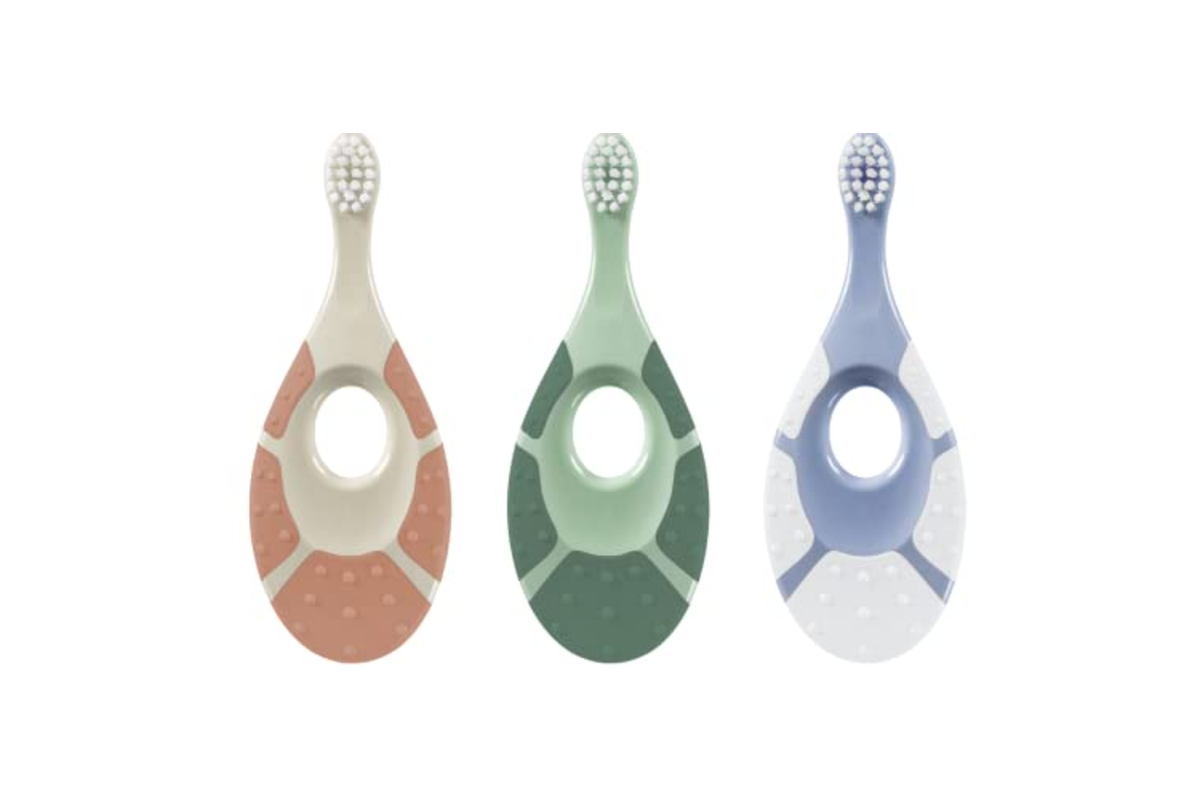 Jordan Step 1 Green Clean brosse a dents bebe bio source 84% recycle 0-2 ans lot 3 anneau morsure