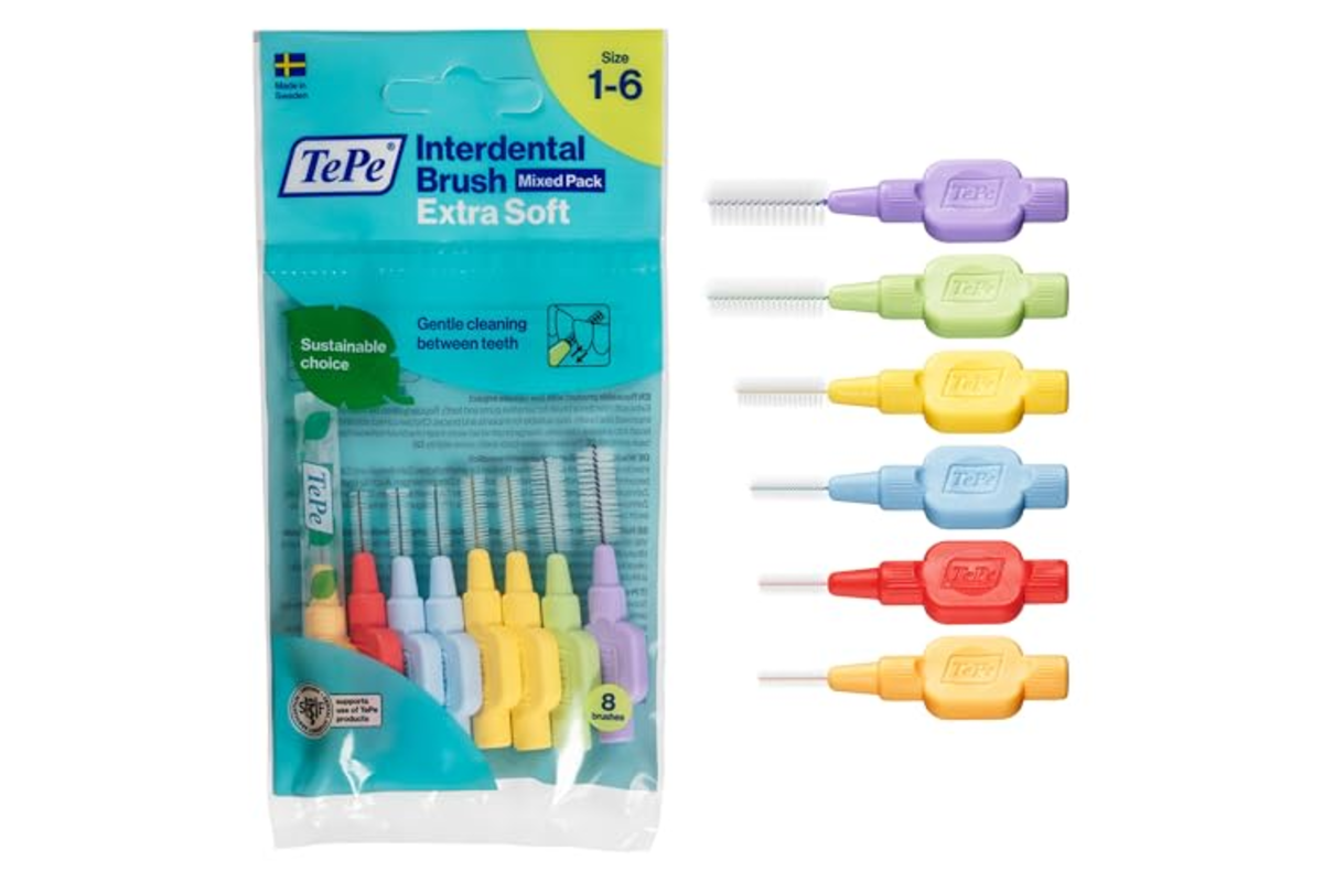 TePe Brossettes Interdentaires Extra Soft Mix 8 brossettes toutes tailles ISO 1-6 multicolores Suède