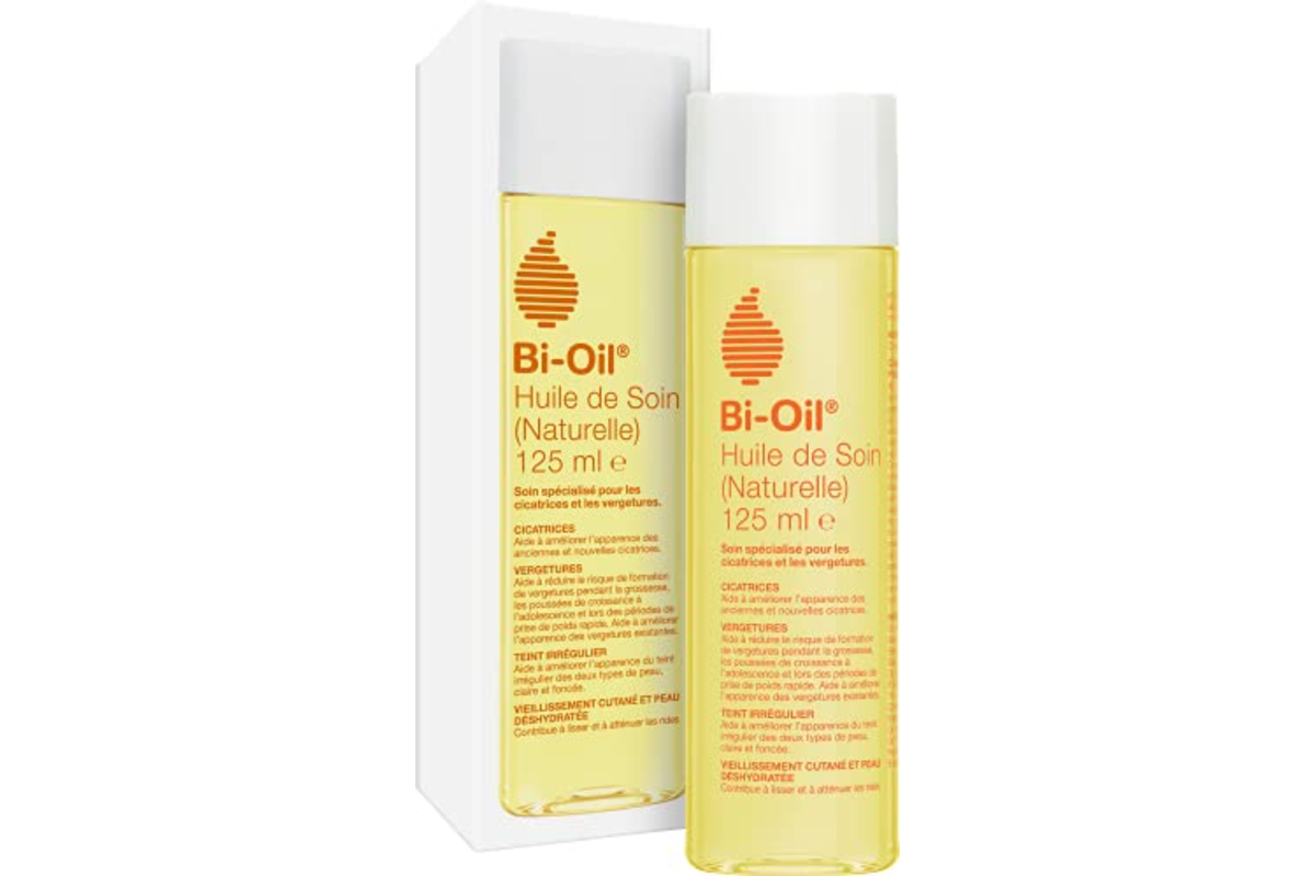 Bi-Oil Huile de Soin Naturelle 125ml flacon vergetures grossesse formule 100% naturelle Yuka 93